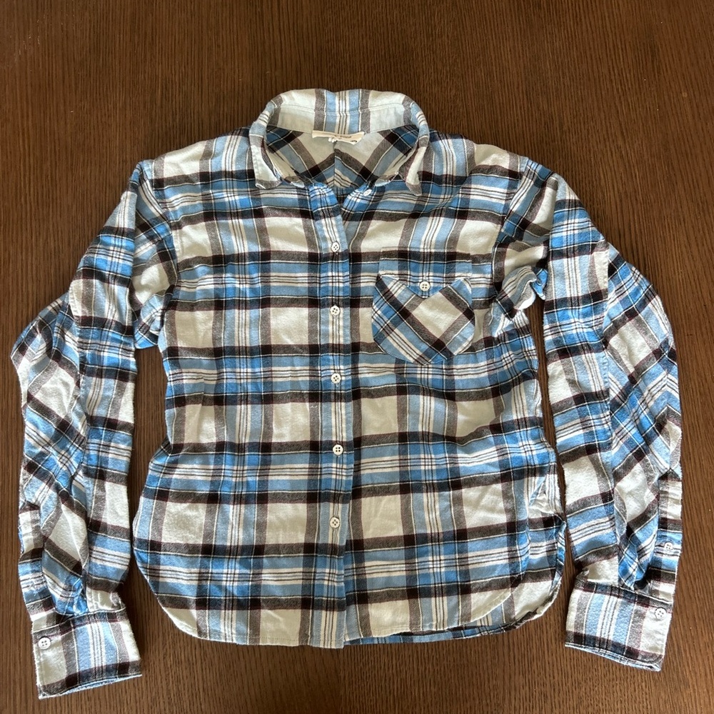 rag & bone Blue and White Plaid Button-Down flannel shirt